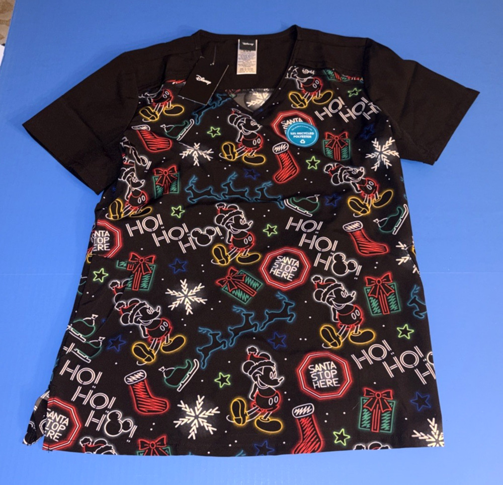 Disney Christmas Scrub Top Size M - Mickey w/ Pocket - (Nurse, Medical) NWT